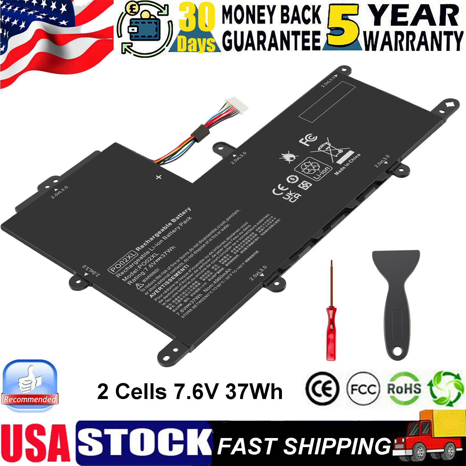 NEW PO02XL Battery for HP Stream 11-R 11-R010NR 11-R014WM 11-R015WM 824560-005
