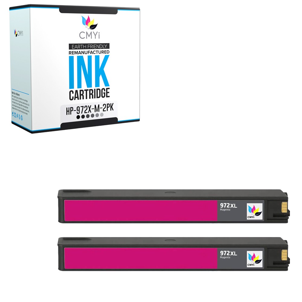2-Pack Compatible CMYi 972X Magenta Ink Cartridges for HP PageWide Pro 577dw MFP