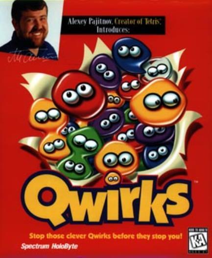 Qwirks PC CD match falling colored creatures puzzle match game by Tetris maker