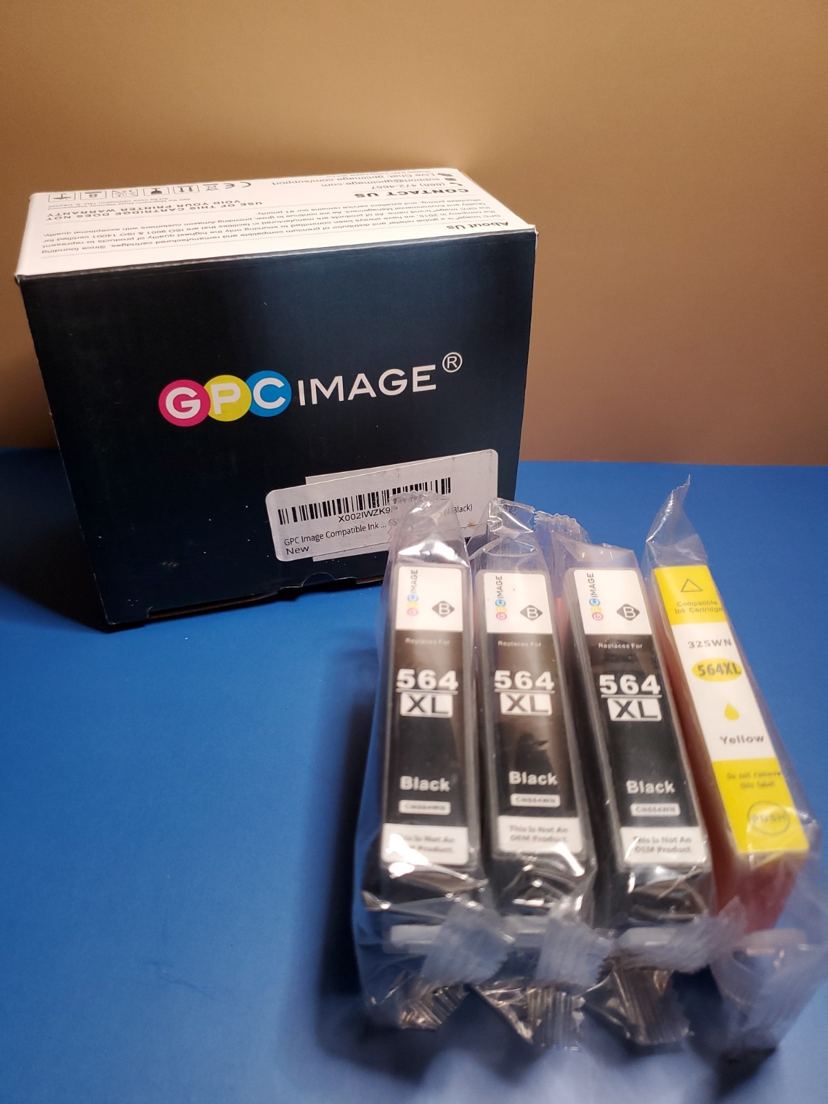 GPC Image 564XL Ink Cartridge Set - 3 - Black and 1 - No Brand Yellow - Open Box