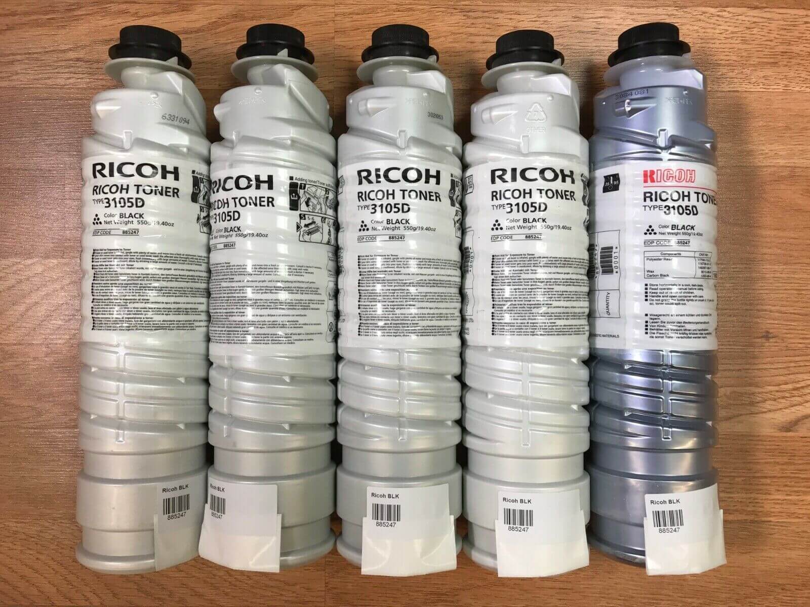 Lot Of 5 Ricoh Black Toners Type 3105D EDP Code: 885247 *Same Day Shipping*