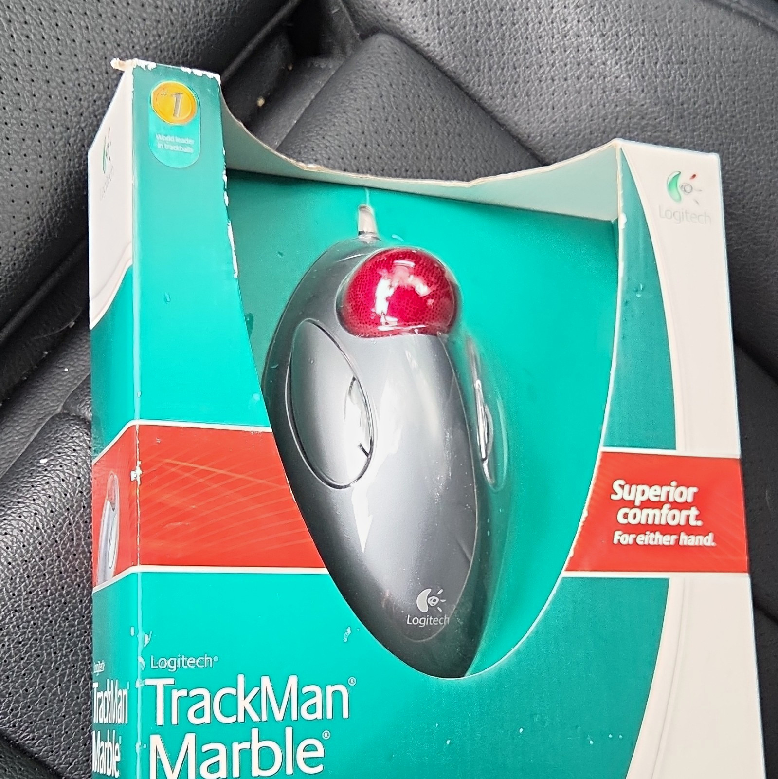 Logitech TrackMan Marble T-BC21 Wired Trackball Mouse Gray/Red