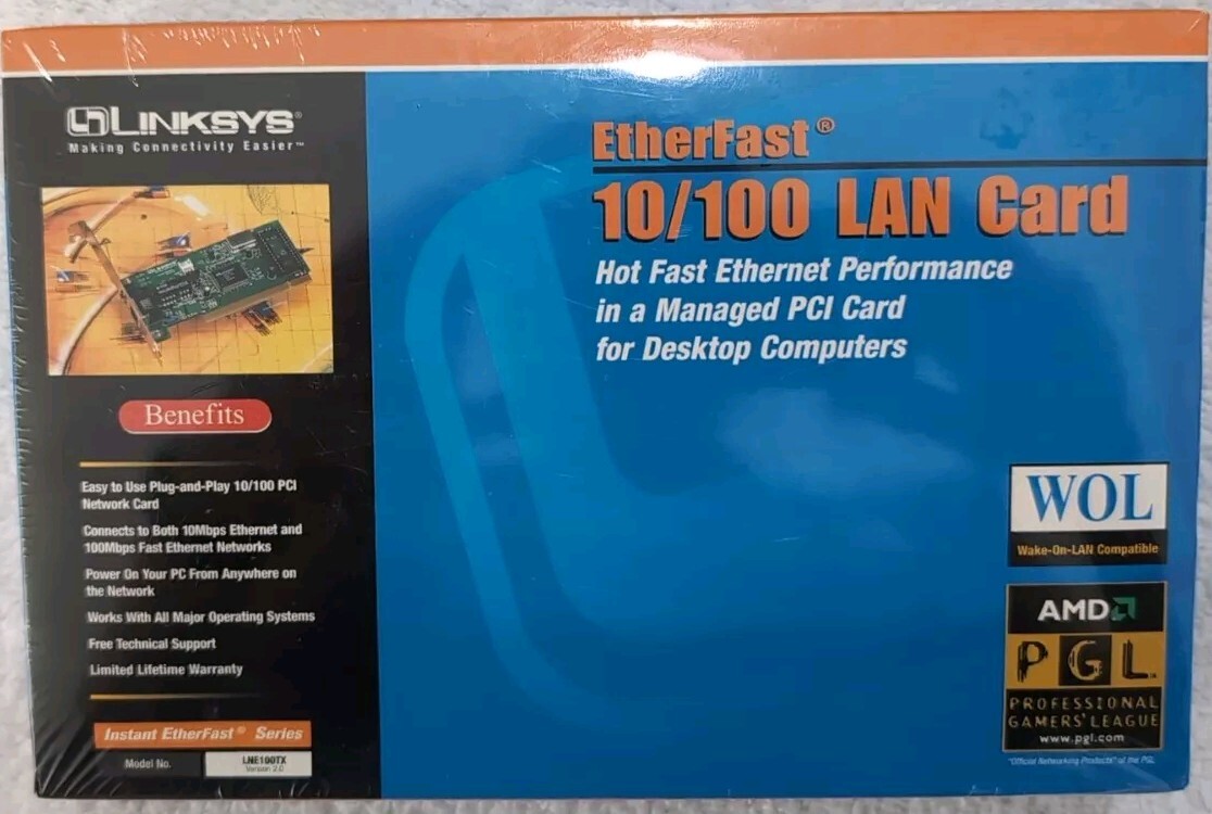 Linksys EtherFast 10/100 LAN Card PCI Adapter Model LNE100TX - Brand New Sealed