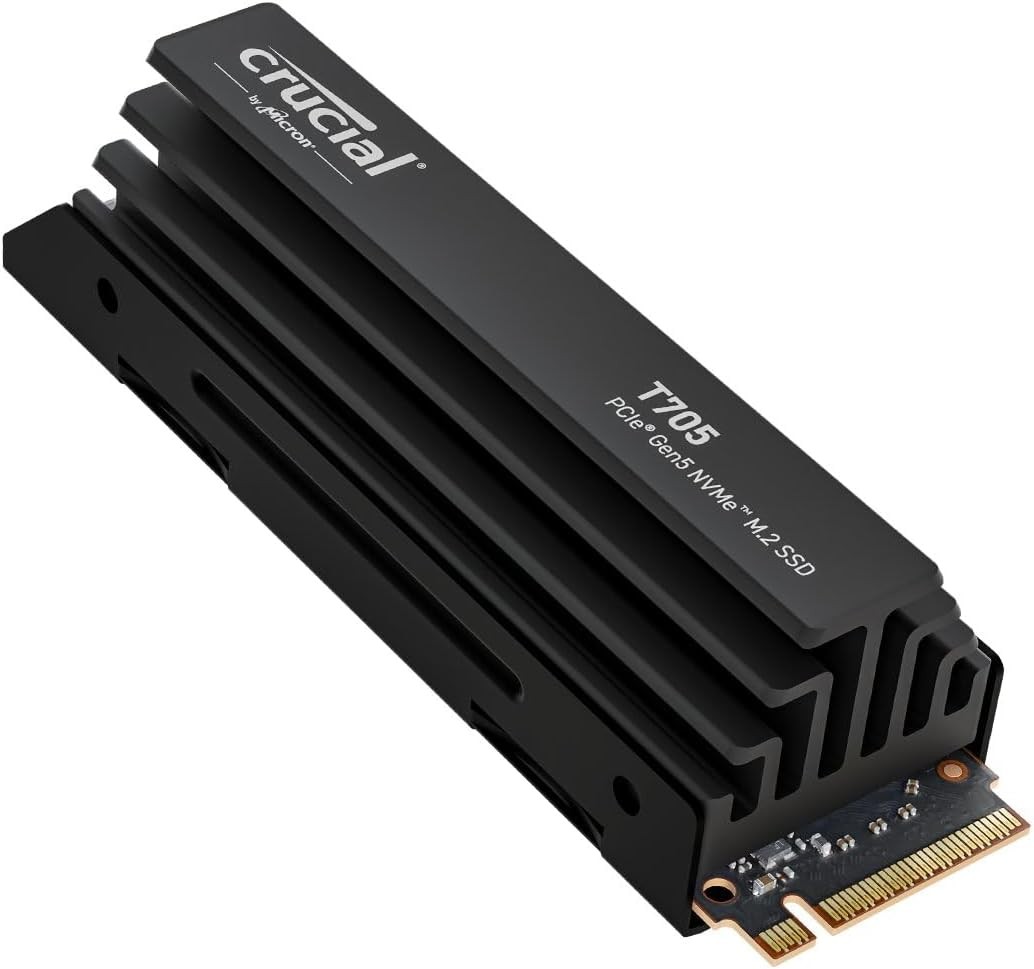 Crucial T705 PCIe Gen5 NVMe 2TB SSD Heatsink Up to 14,500MB/s TLC NAND