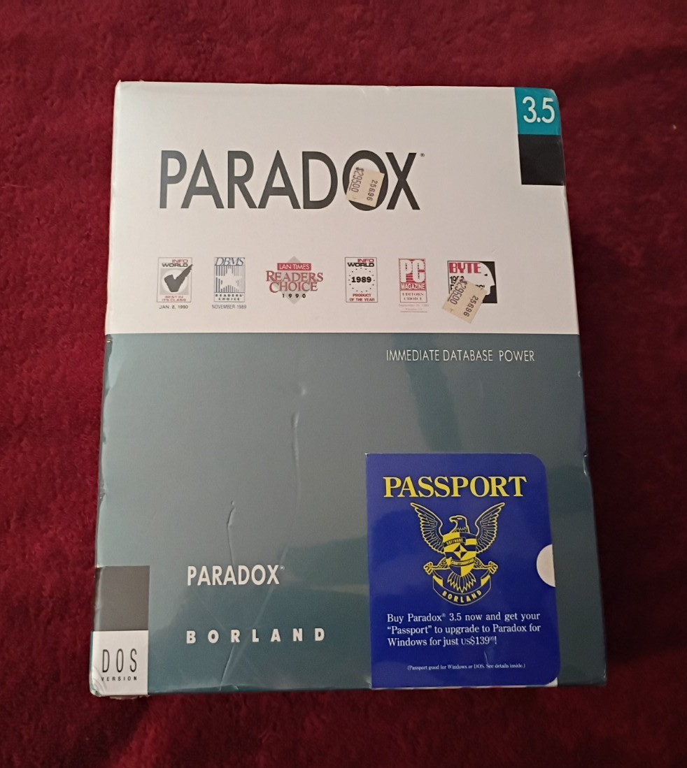 Paradox 3.5 for Dos – Sealed Box Set – Borland – Vintage Software – NEW