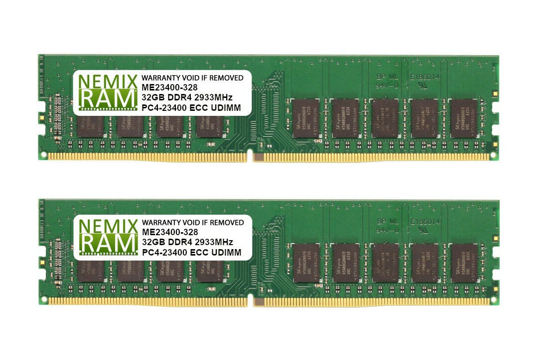 NEMIX RAM 64GB 2x32GB DDR4-2933 PC4-23400 2Rx8 ECC Unbuffered Memory