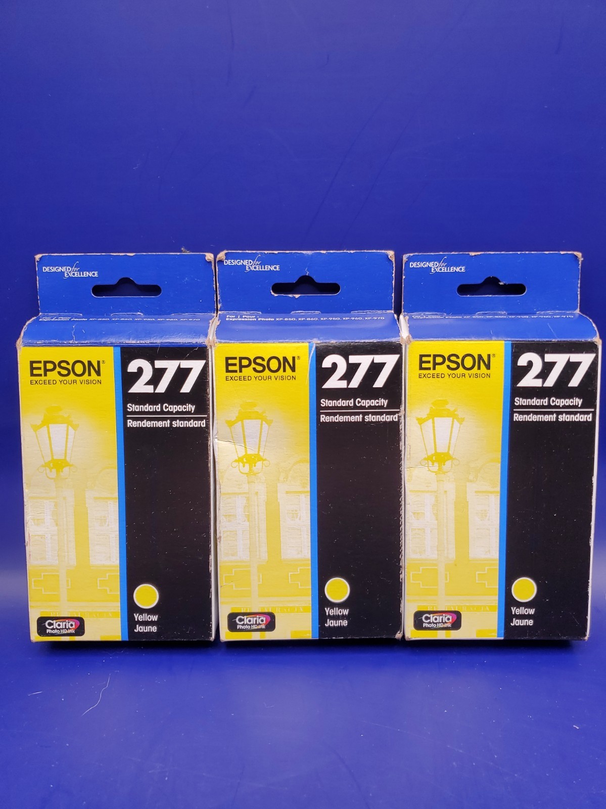3 Pack Genuine Epson 277 Yellow Ink Standard Capacity XP750 XP850 Exp 02/2029