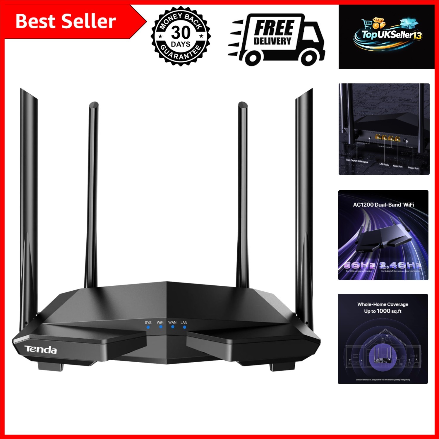 AC1200 Smart WiFi Router, High Speed Dual Band Wireless Internet Router with ...