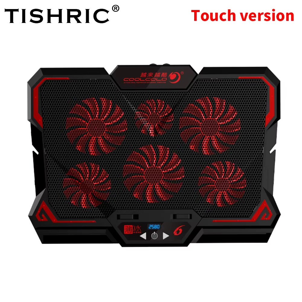 TISHRIC Laptop Cooling Pad 6 Fan RGB LED Stand 2 USB Ports TSR768