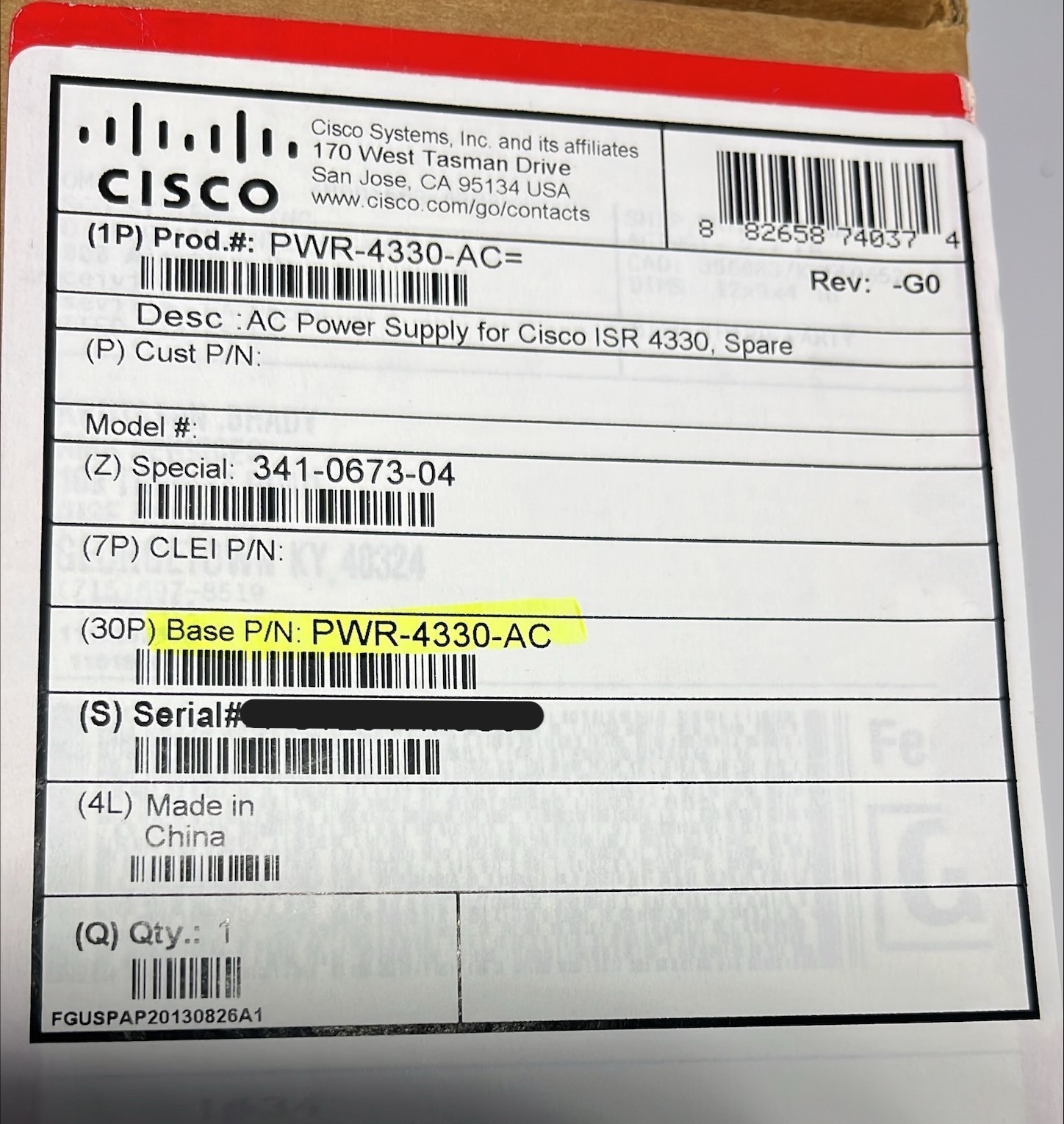 NEW PWR-4300-AC V04 AC Power Supply for Cisco ISR 4330
