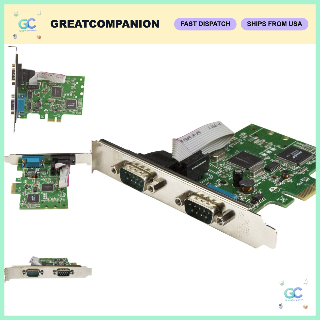 2-Port PCI Express Serial Card, TAA Compliant, Windows Compatible, High-Speed Da
