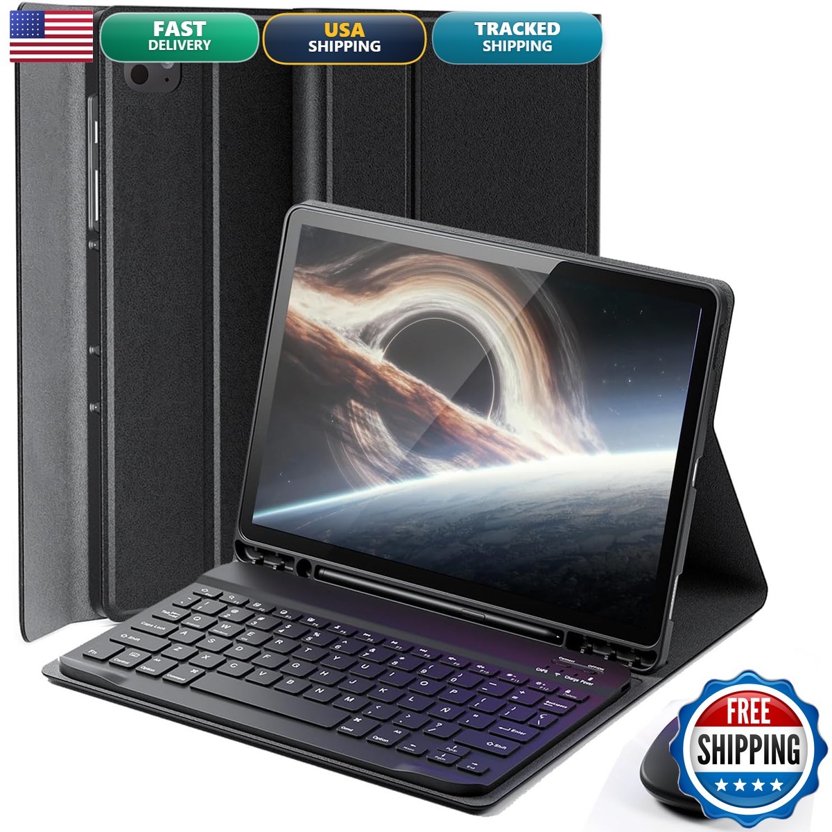 TUNKARMOR iPad Pro 11 inch M5 M4 Case Keyboard 2025/2024 Black