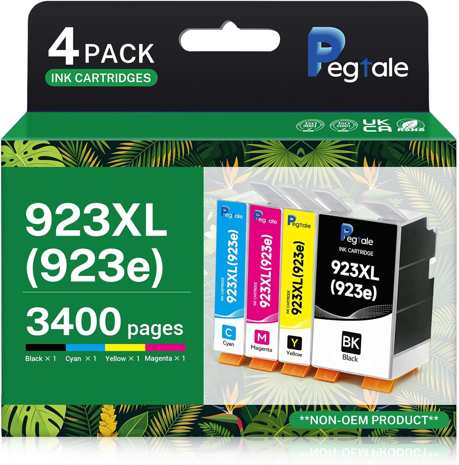 923XL High Yield Ink Cartridges Replacement for HP 923 / 923E XL, 4 Pack