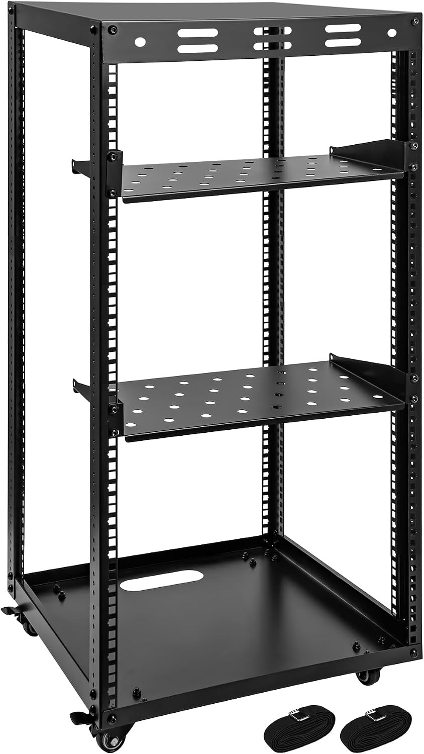 20U Server Rack w/ 2 Racks Versatile Open Frame IT Rack - Wall-Mount Rotate