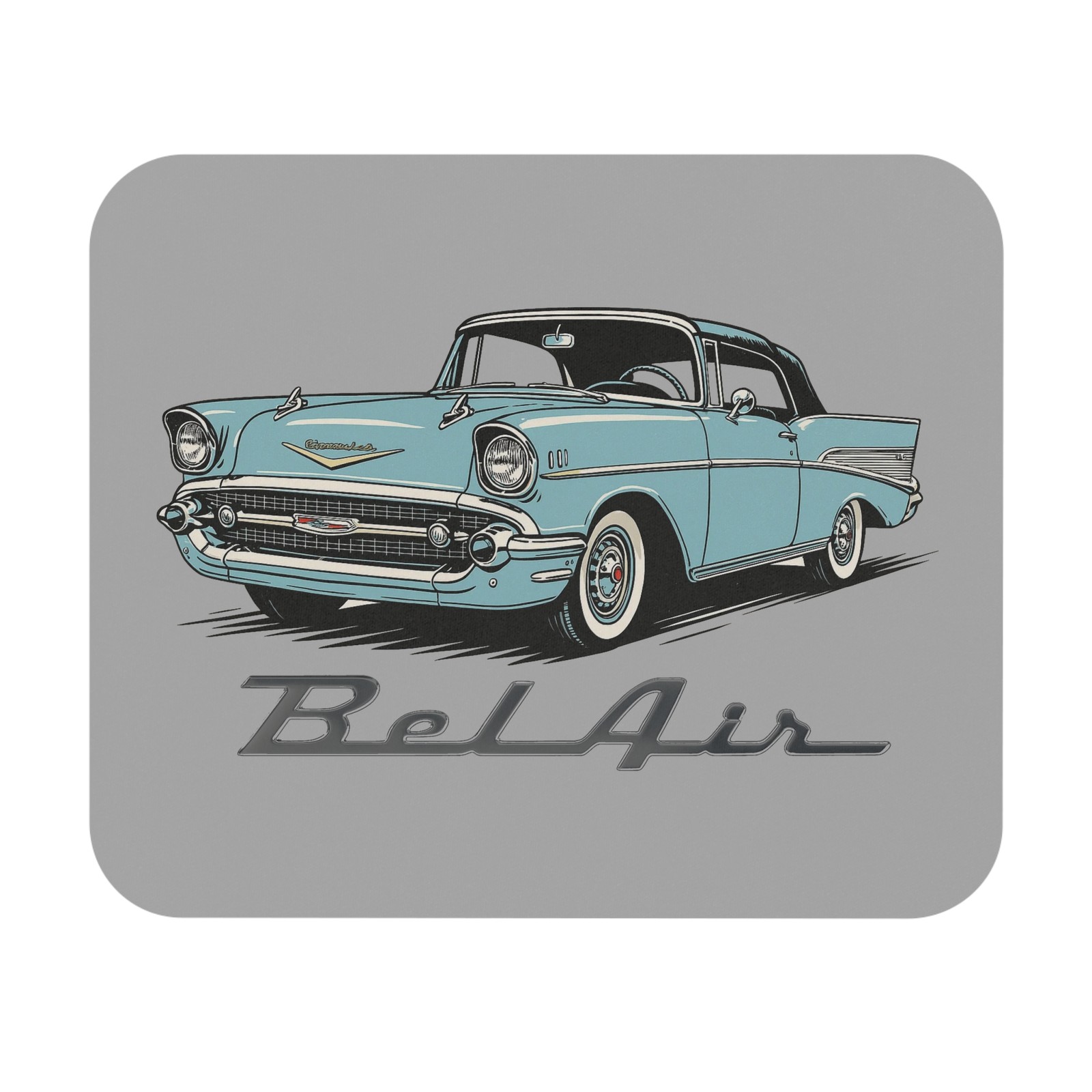 1957 Chevy Bel Air Light Blue Mouse Pad Vintage Classic Car Desk Accessory