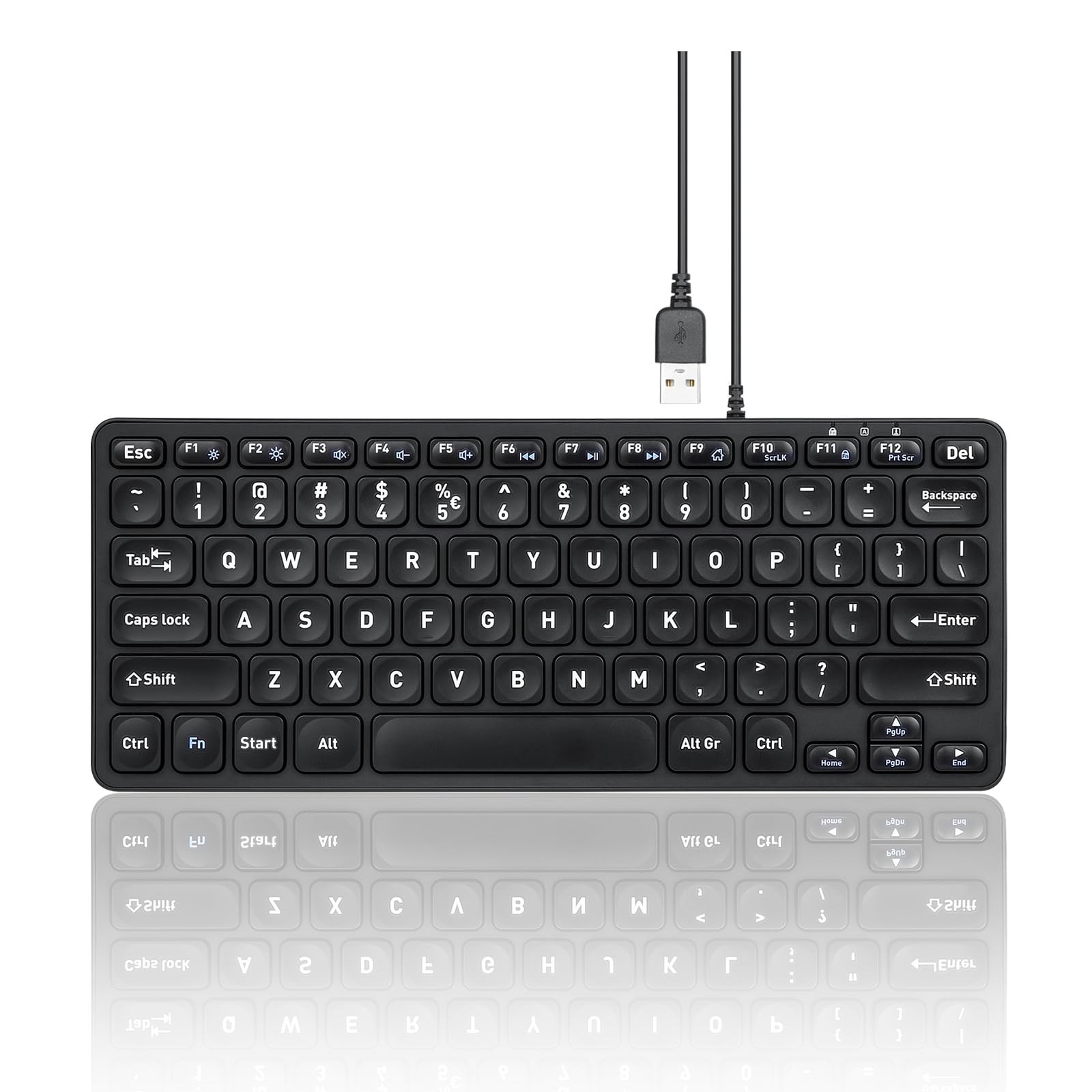 PERIBOARD432 Wired Mini USB Keyboard X Type Scissor Big Print Keys Black