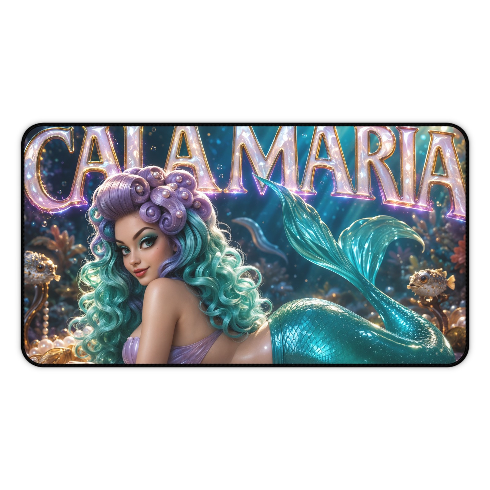 Neoprene Mouse Mat Featuring Cala Maria, Desk Pad for Keyboard and Computer