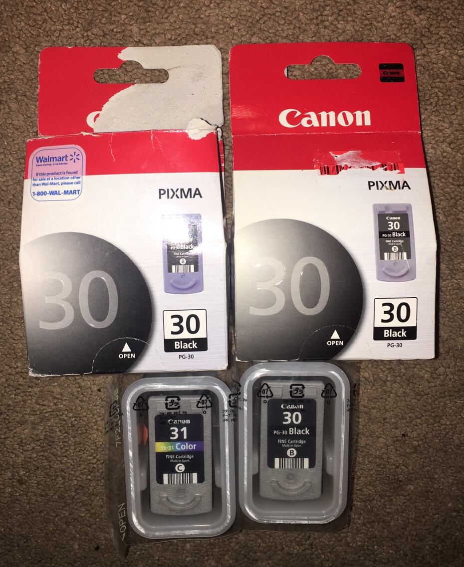 3 New Genuine Canon 30 Black 1 31 Color Ink Cartridges PIXMA Open Box & Expired