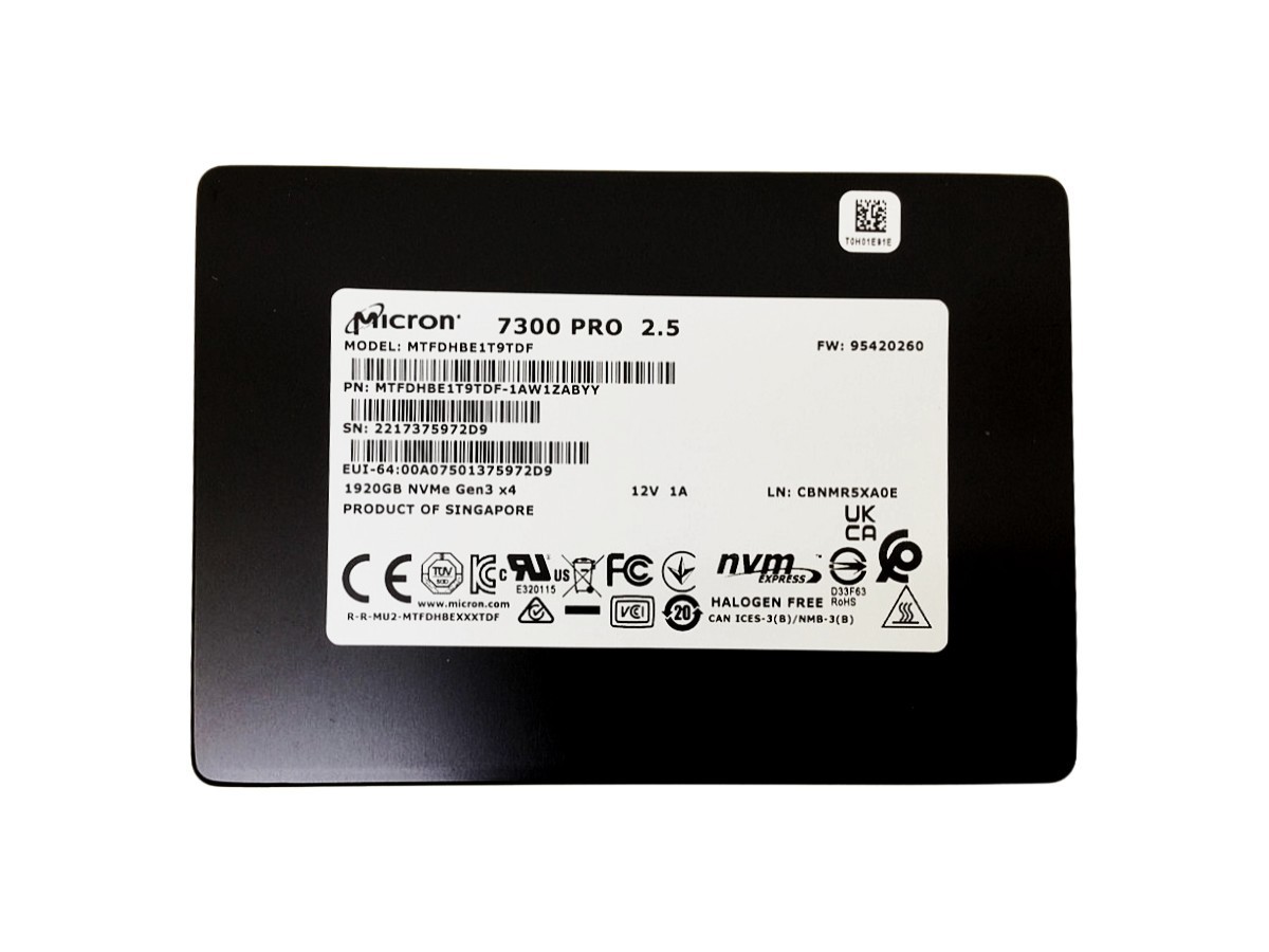 Hard drive Micron 1.92TB PCIe 3.0x4 U.2 2.5" 3D TLC NAND MTFDHBE1T9TDF-1AW1ZABYY