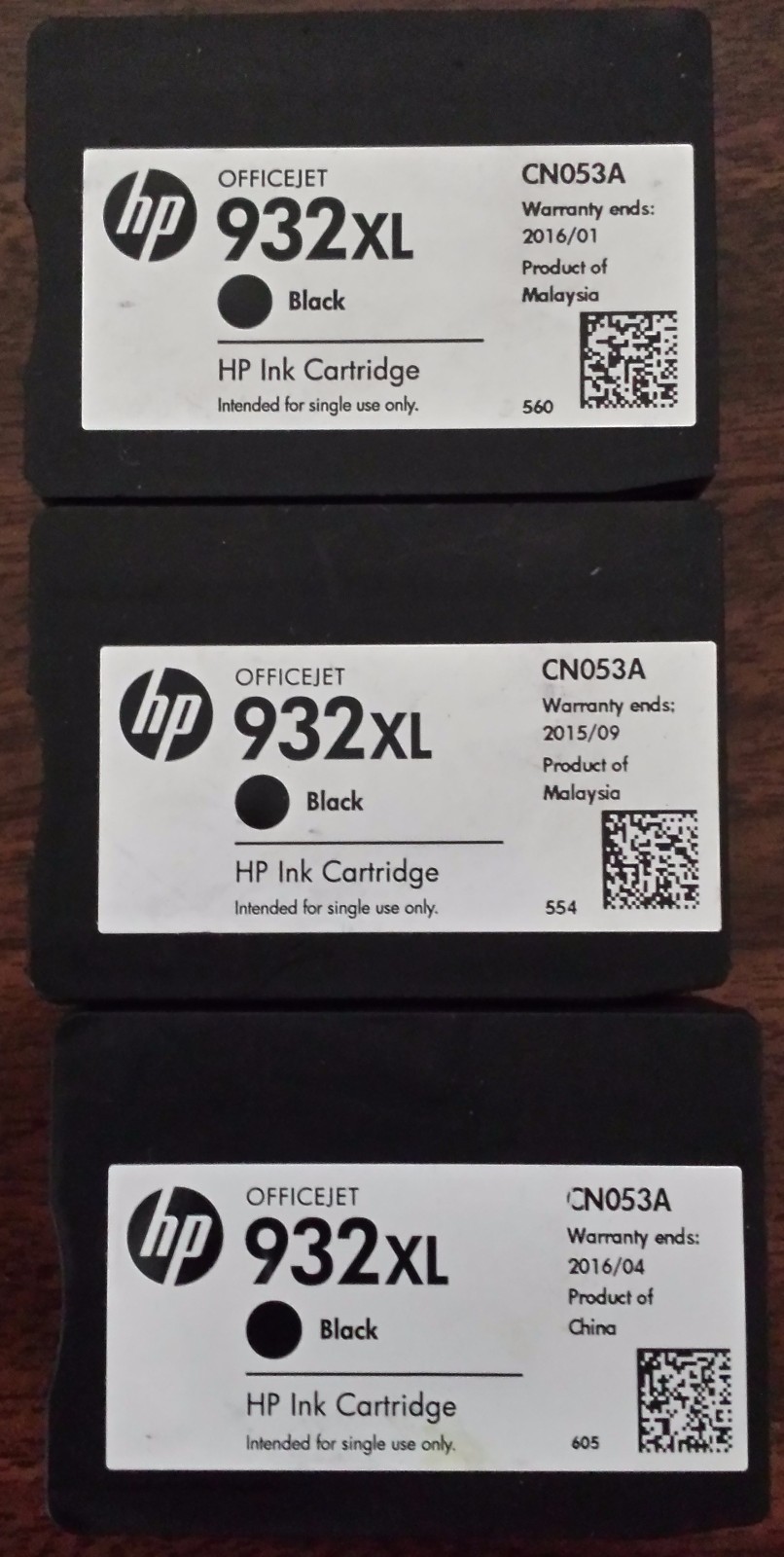 3 Mostly New Genuine HP 932XL Black Ink Cartridges AVG 90% Ink Remaining 2018