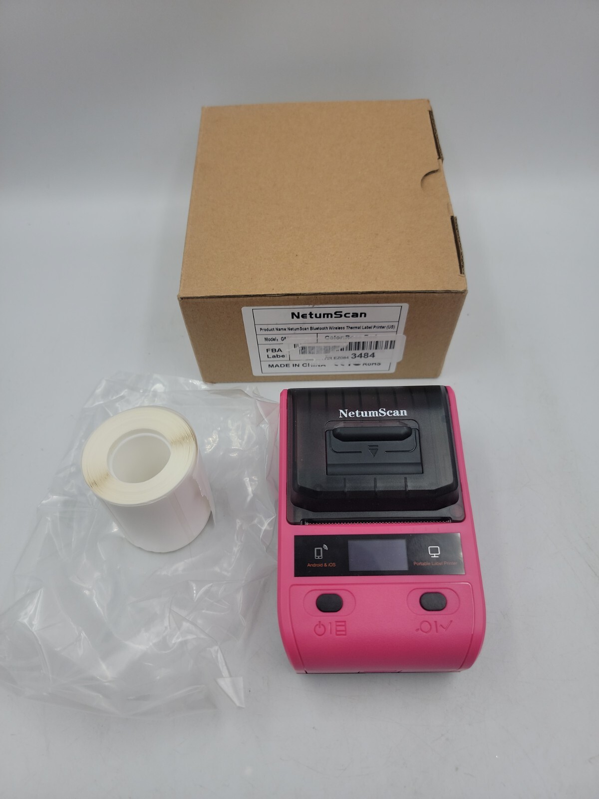 NetumScan Label Maker Portable Bluetooth Thermal Label Printer Rose Red