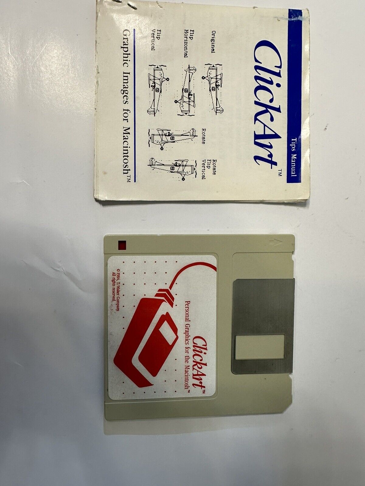 VINTAGE CLICKART PERSONAL GRAPHICS FOR MACINTOSH 1984 DISK AND MANUAL