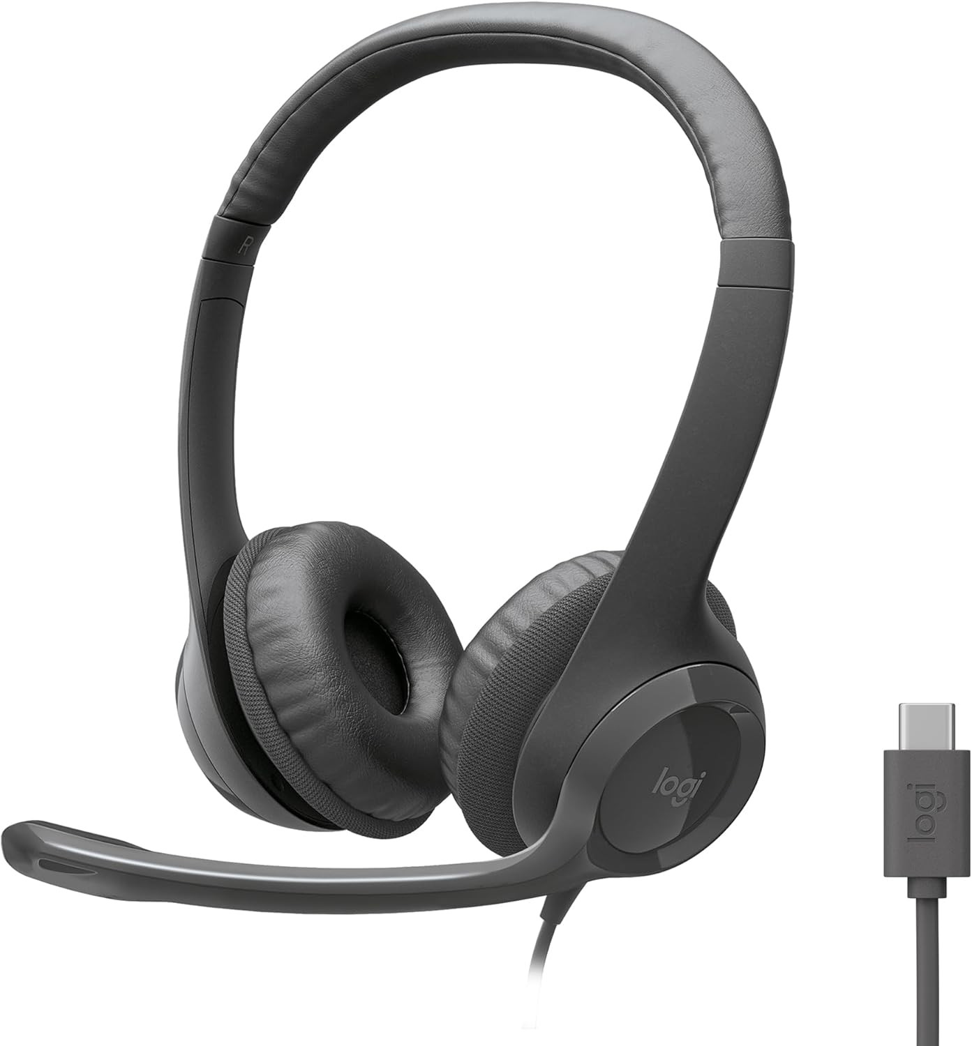 Logitech H391 Wired Headset Pc/Laptop Stereo Headphones, USB-C, Graphite