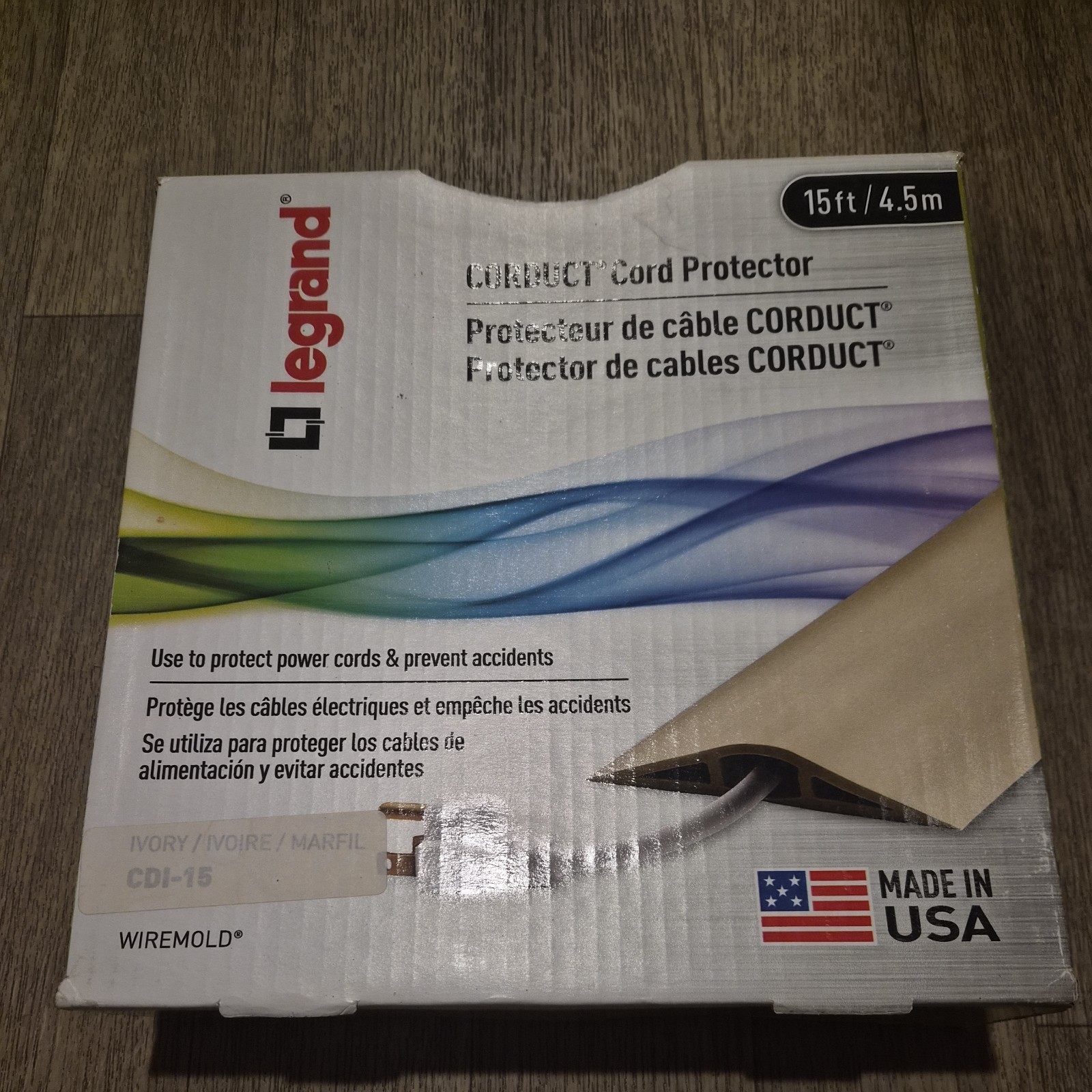 LEGRAND CDB-15 CORDUCT CORD PROTECTOR 15' BROWN WIREMOLD NEW