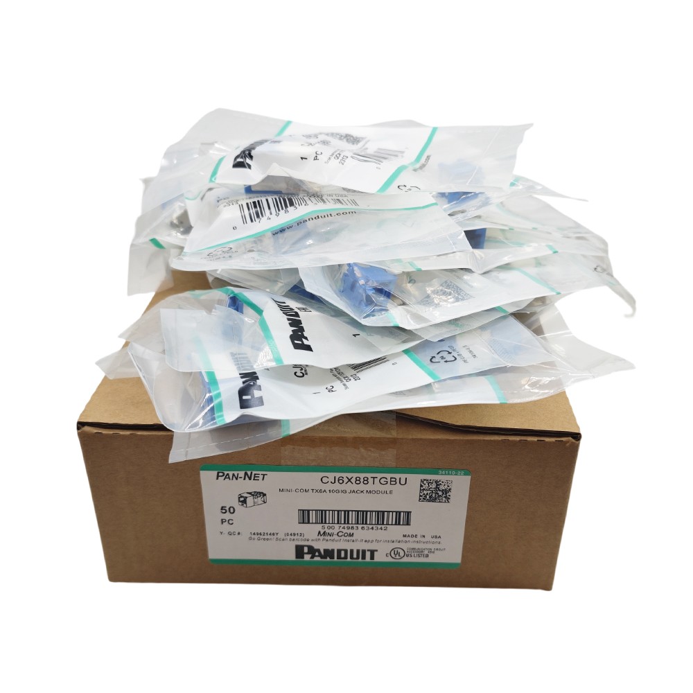 (BOX OF 50) CJ6X88TGBU Blue Mini-Com Jack Fit For Panduit Cat6a 10 Gig