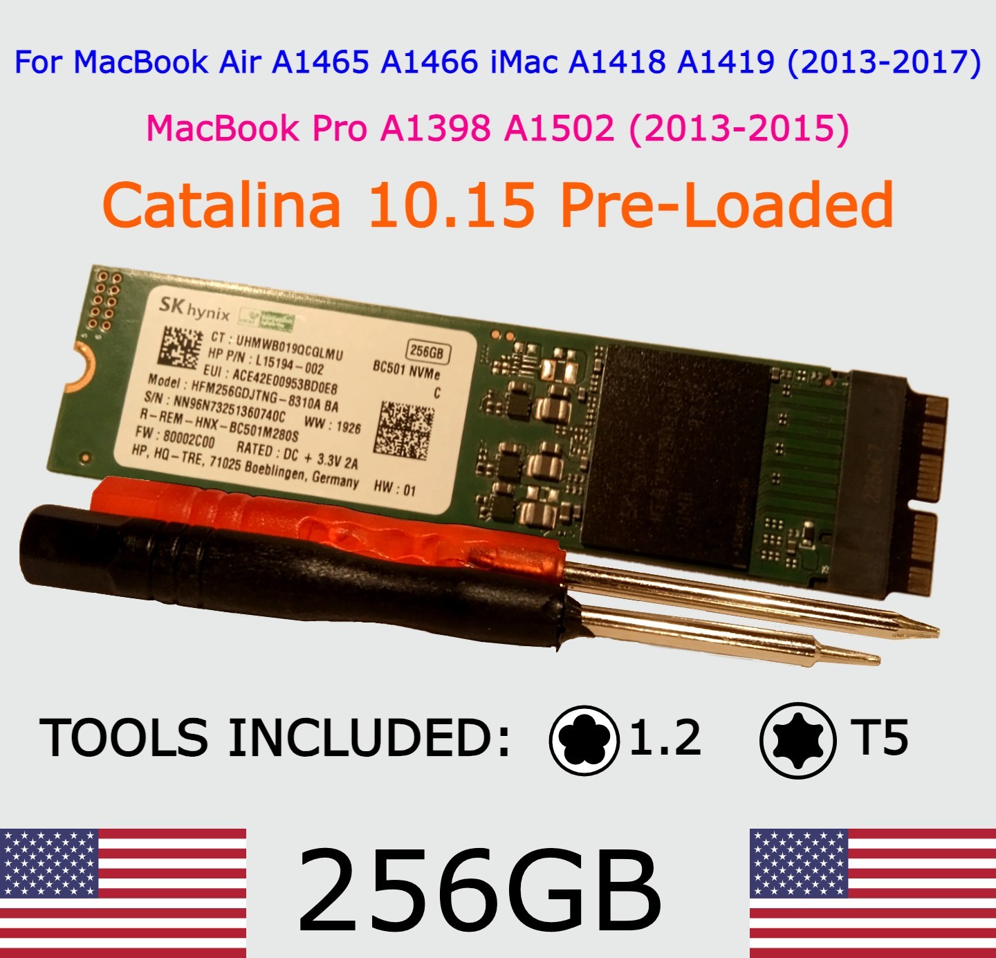 2014 MacBook Air 256GB Solid State Drive A1465 A1466 - macOS Catalina Preloaded