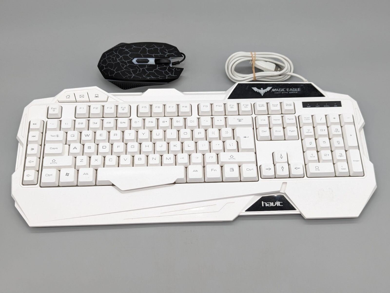 Havic White Keyboard HV-KB558CM Backlit & Lvlup Light Up Pro Gaming Mouse