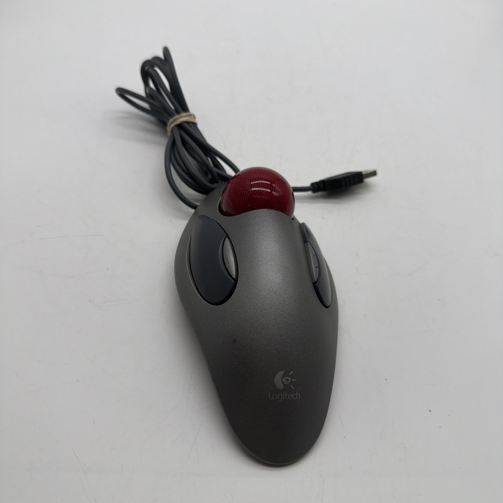 Logitech Trackman Marble T-BC21 810-000767 USB Mouse Gray Red - Tested