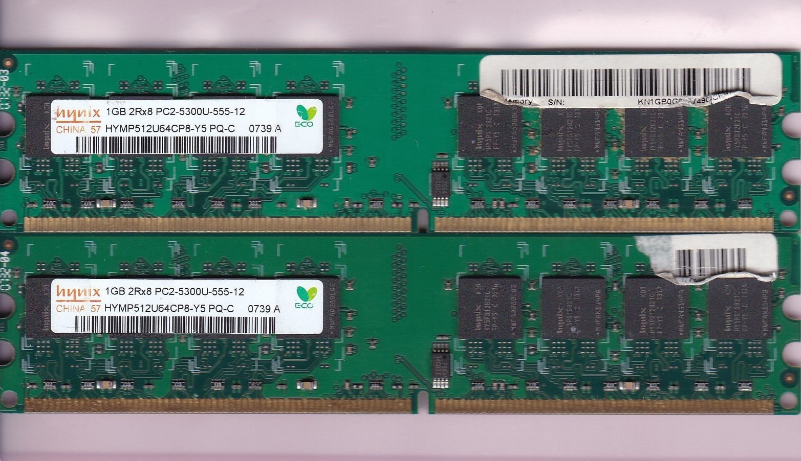 2GB 2x1GB PC2-5300 DDR2-667 HYNIX HYMP512U64CP8-Y5 PQ-C Desktop Memory Kit ACER