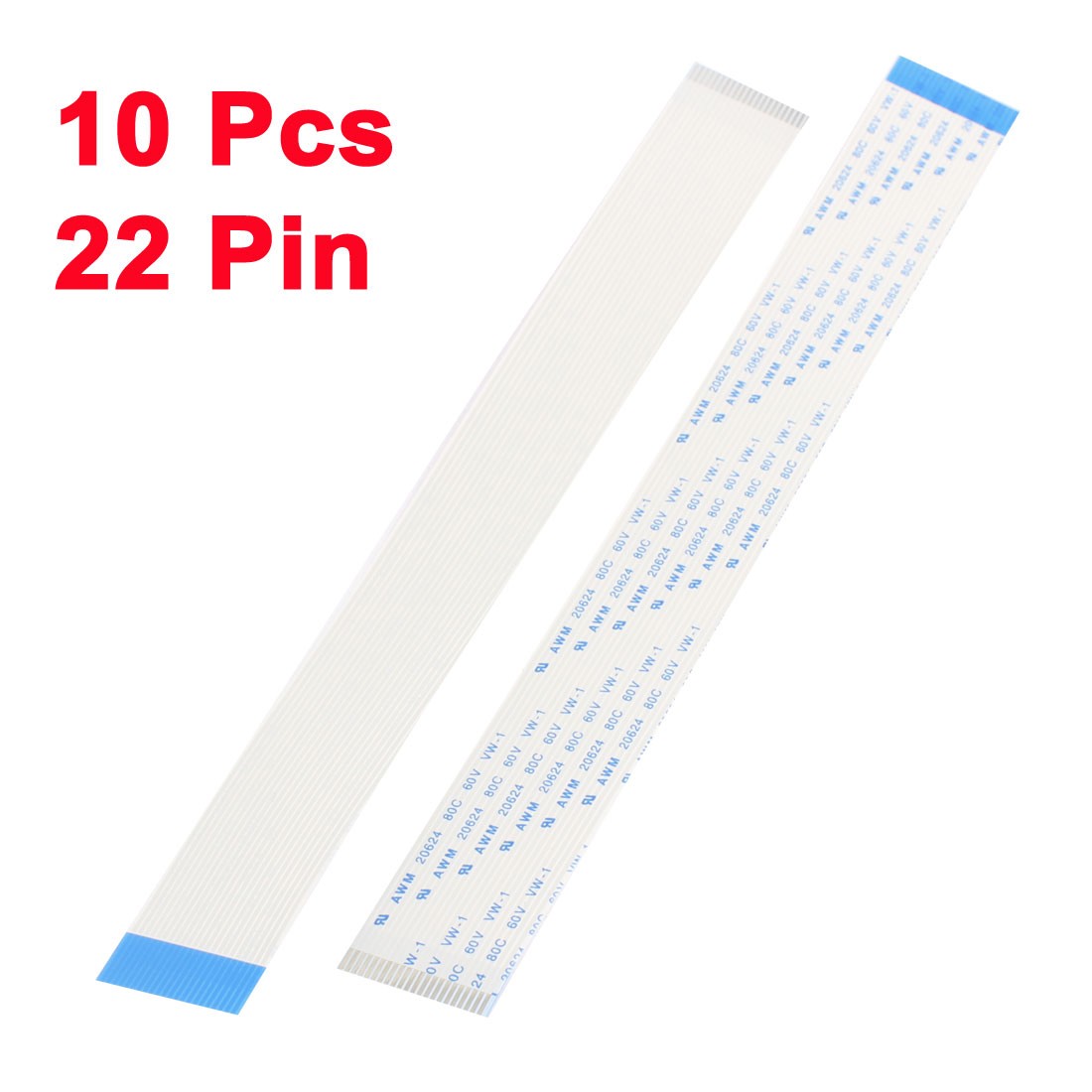 B Type 10Pcs 1.0mm Pitch 22 Pin AWM 80C 60V VW-1 FFC FPC Cable 200mm