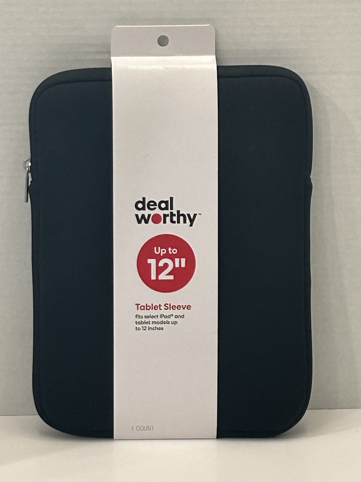 Deal Worthy Black iPad/Tablet Sleeve Fits Models Up to 12" (Zipper Closure)
