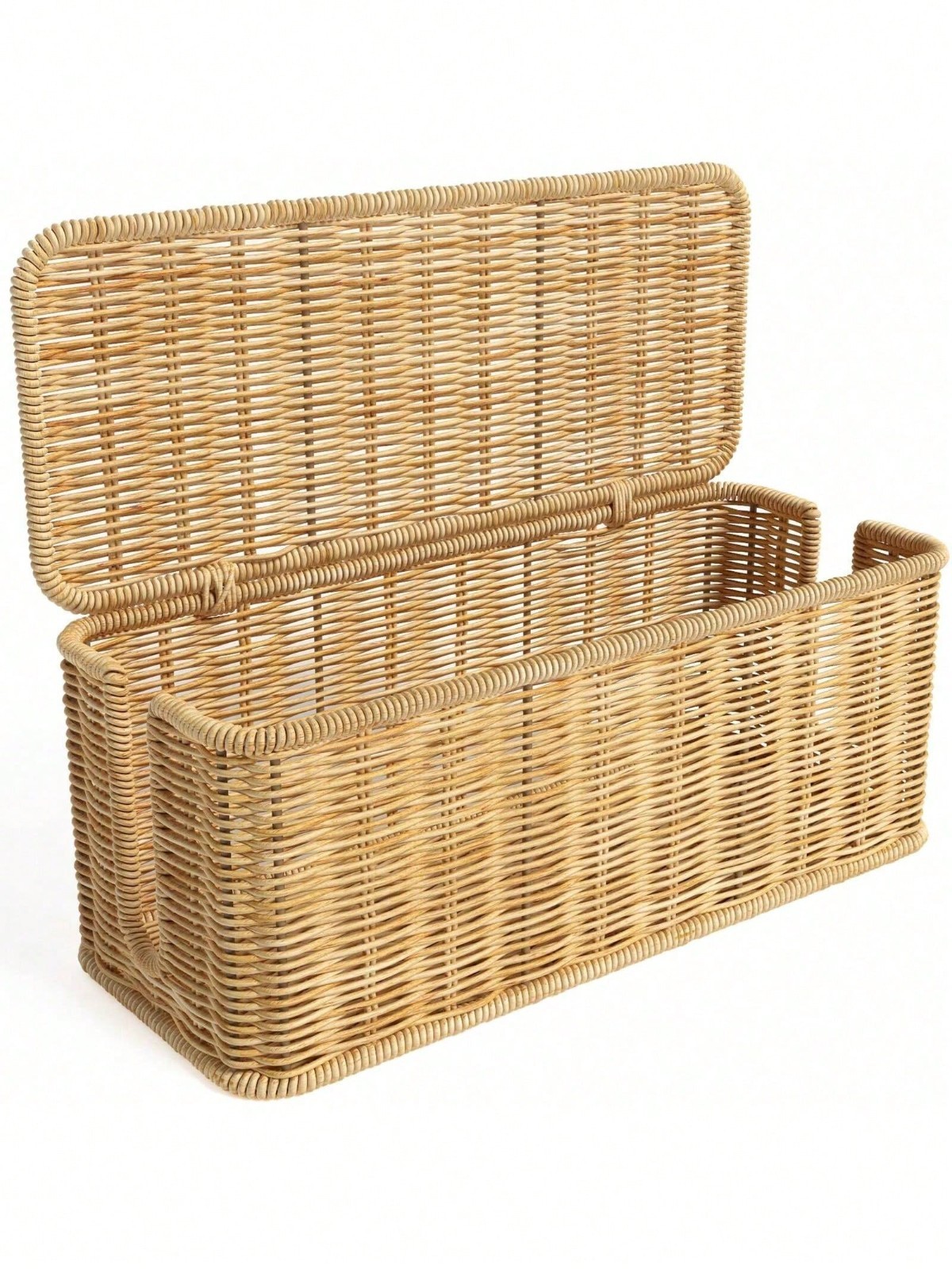 New HomeNest Handwoven Rattan Cable Management Box Lid Cord Organizer TV Desk