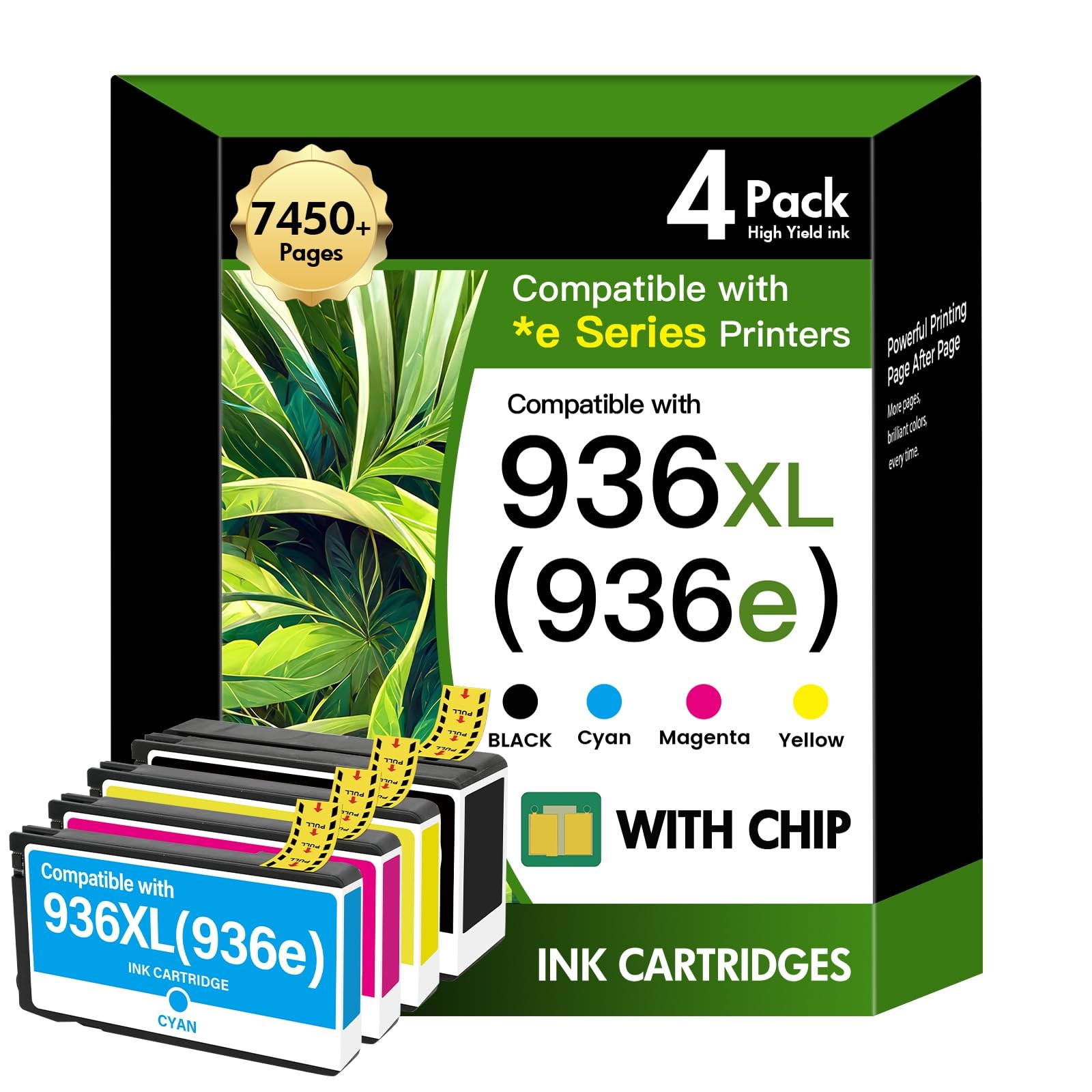 ** NEW HP Ink | 936XL / 936e | Black / Color | High Yield | Compatible | 4-Pack