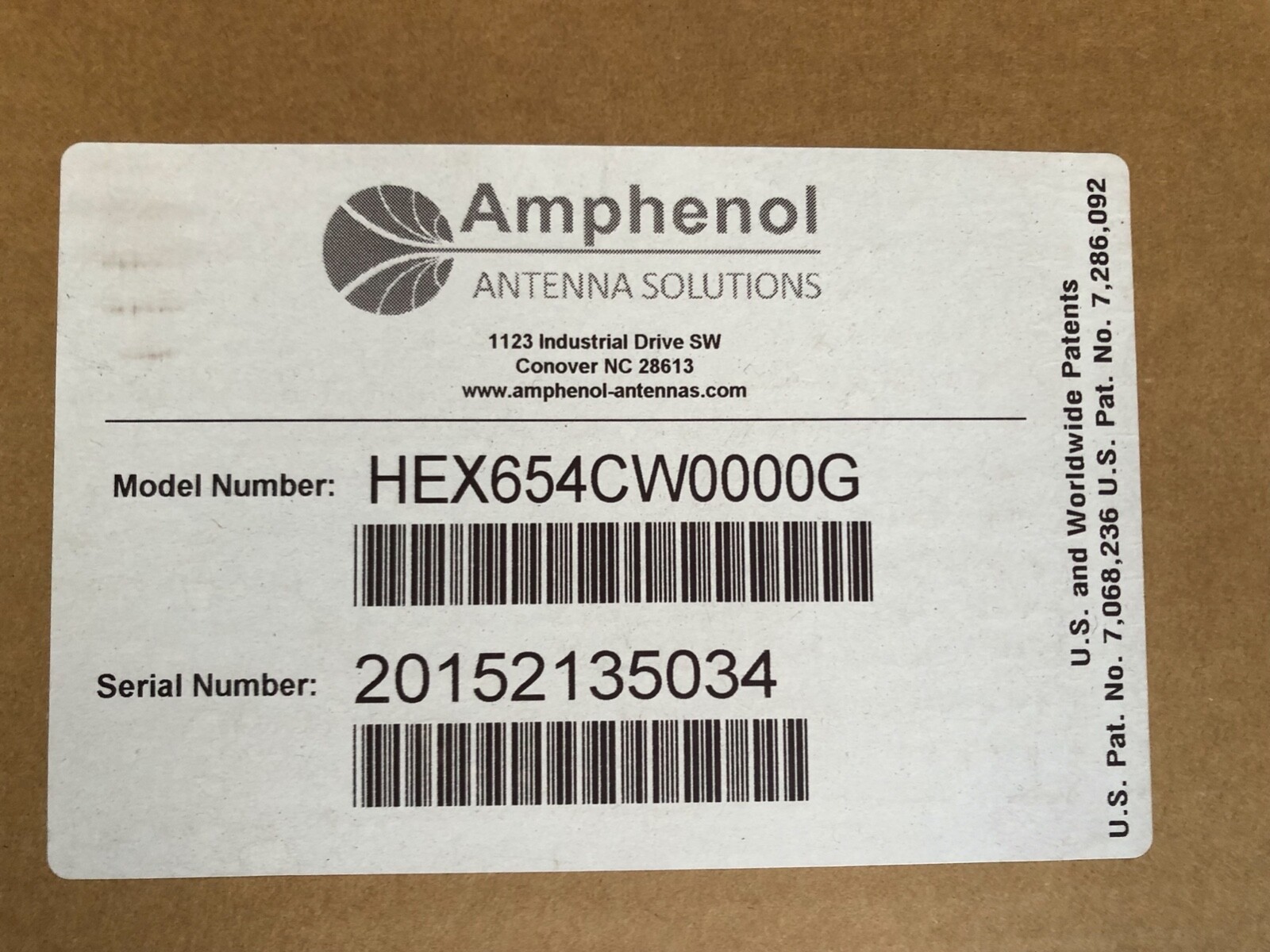 AMPHENOL Antenna Solutions Tri Band Hex Port Panel HEX654CW0000G Commscope NEW