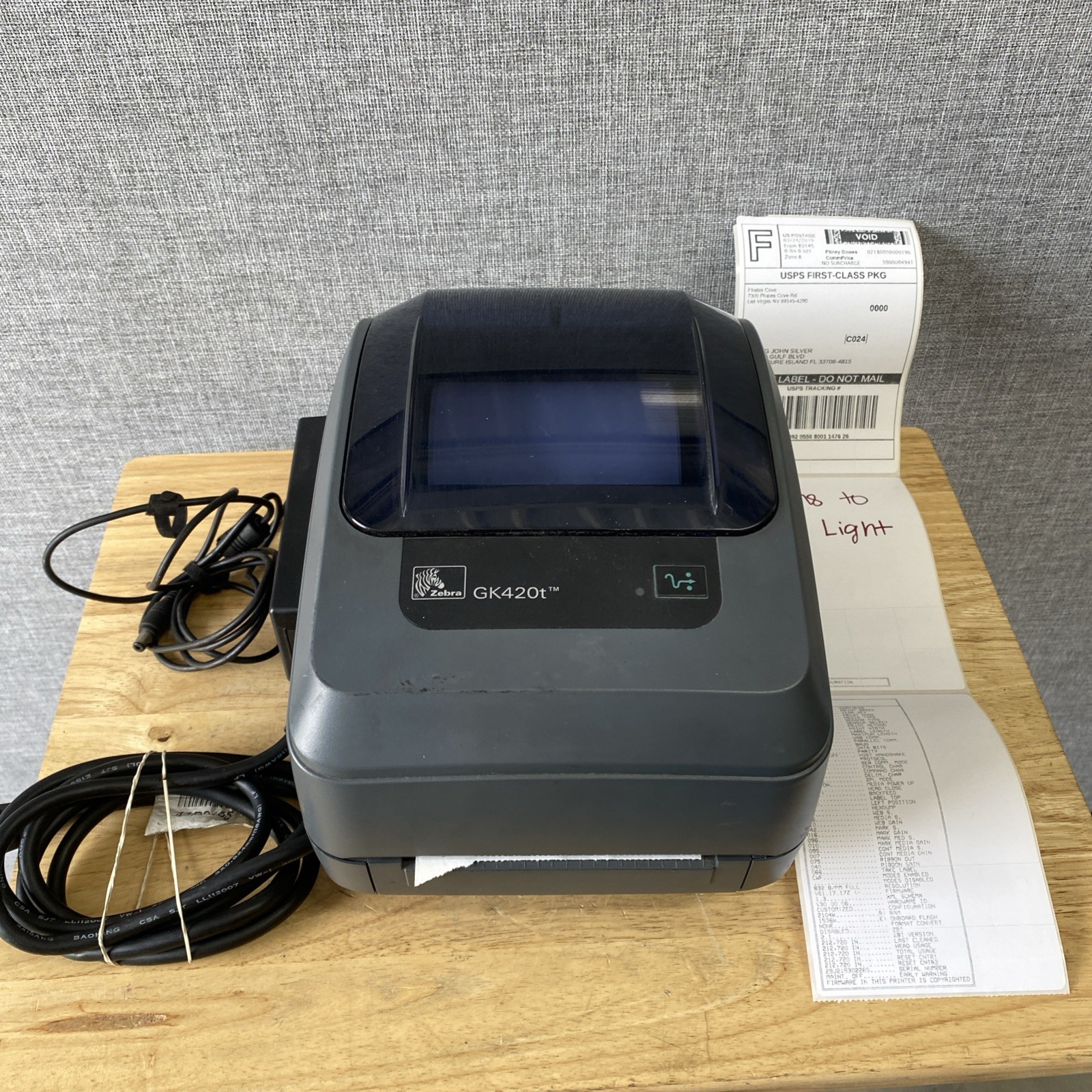Zebra GK420t Thermal Label Printer USB Ethernet GK42-102210-000 w/ PSU Tested