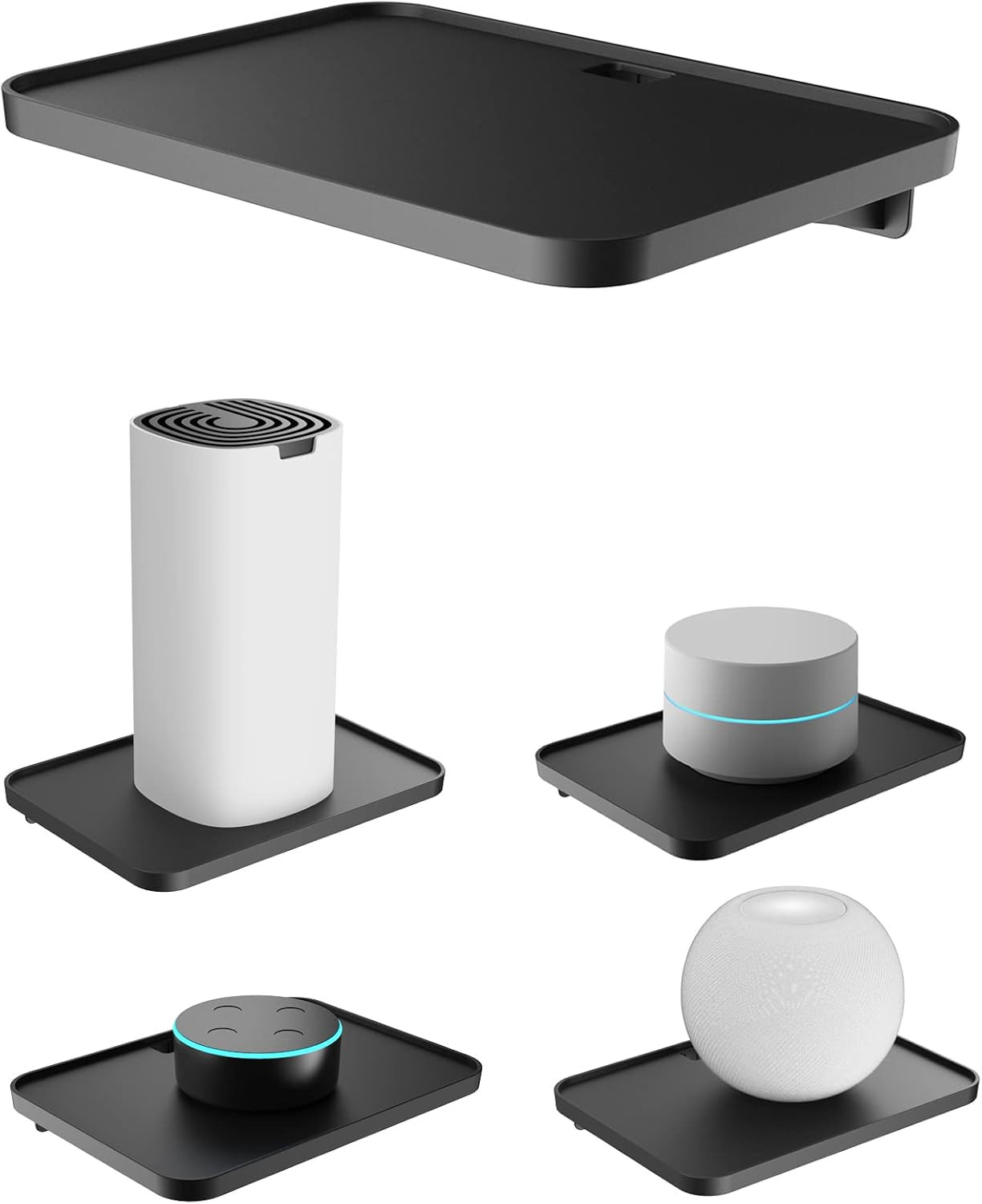 Soporte Universal de Pared Para Router WiFi Altavoz Pequeno Estante Negro 1 Pza