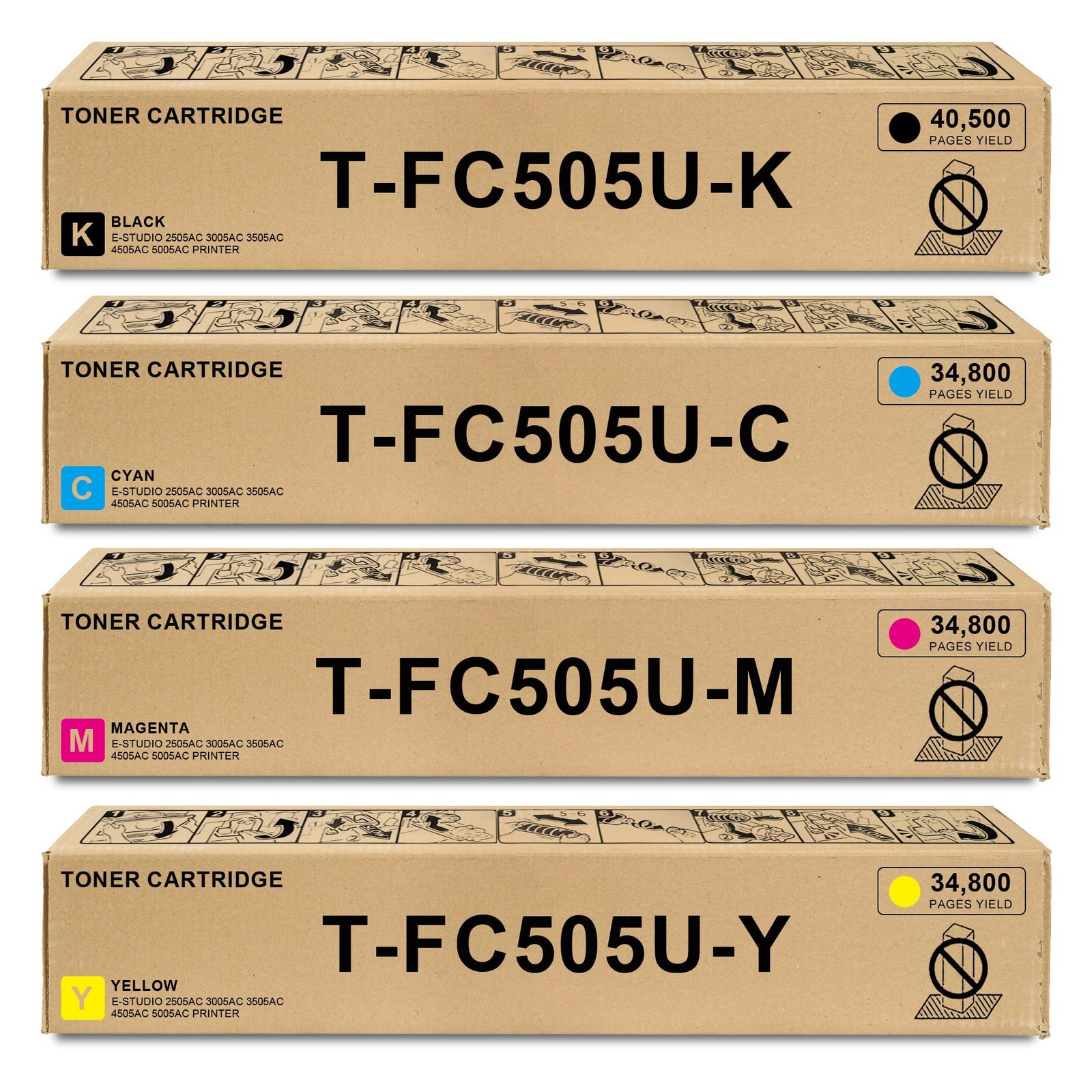 T-FC505U Toner Cartridges 4-Pack Replacement for Toshiba T-FC505U Toner for E-St