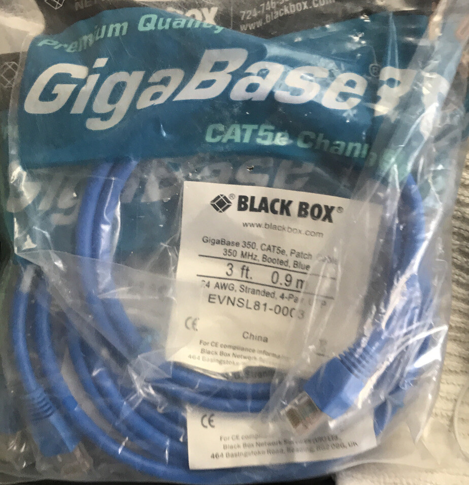 Black Box Cat5 Ethernet LAN Patch Cord Network Package of 5 1X3ft and 4x7ft Blie