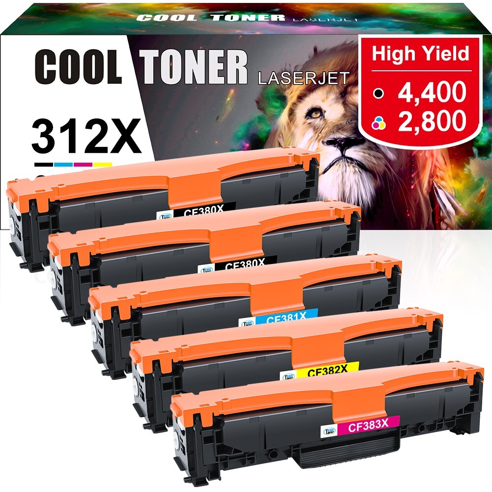5PK CF380A Toner Compatible With HP 312A Color LaserJet Pro MFP M476dn M476dw