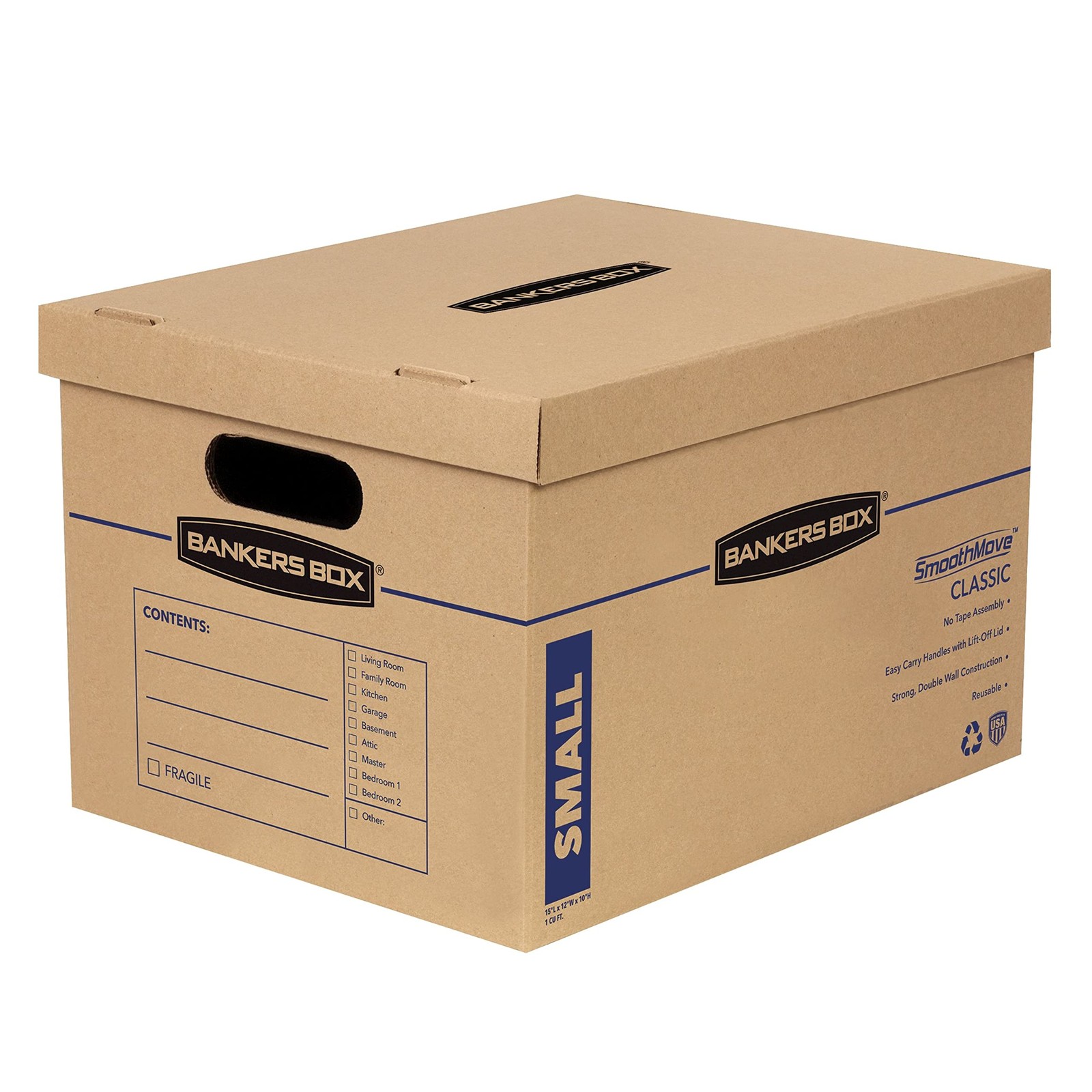 Moving Boxes 10 Pack Small Classic Reinforced Handles Bankers Box