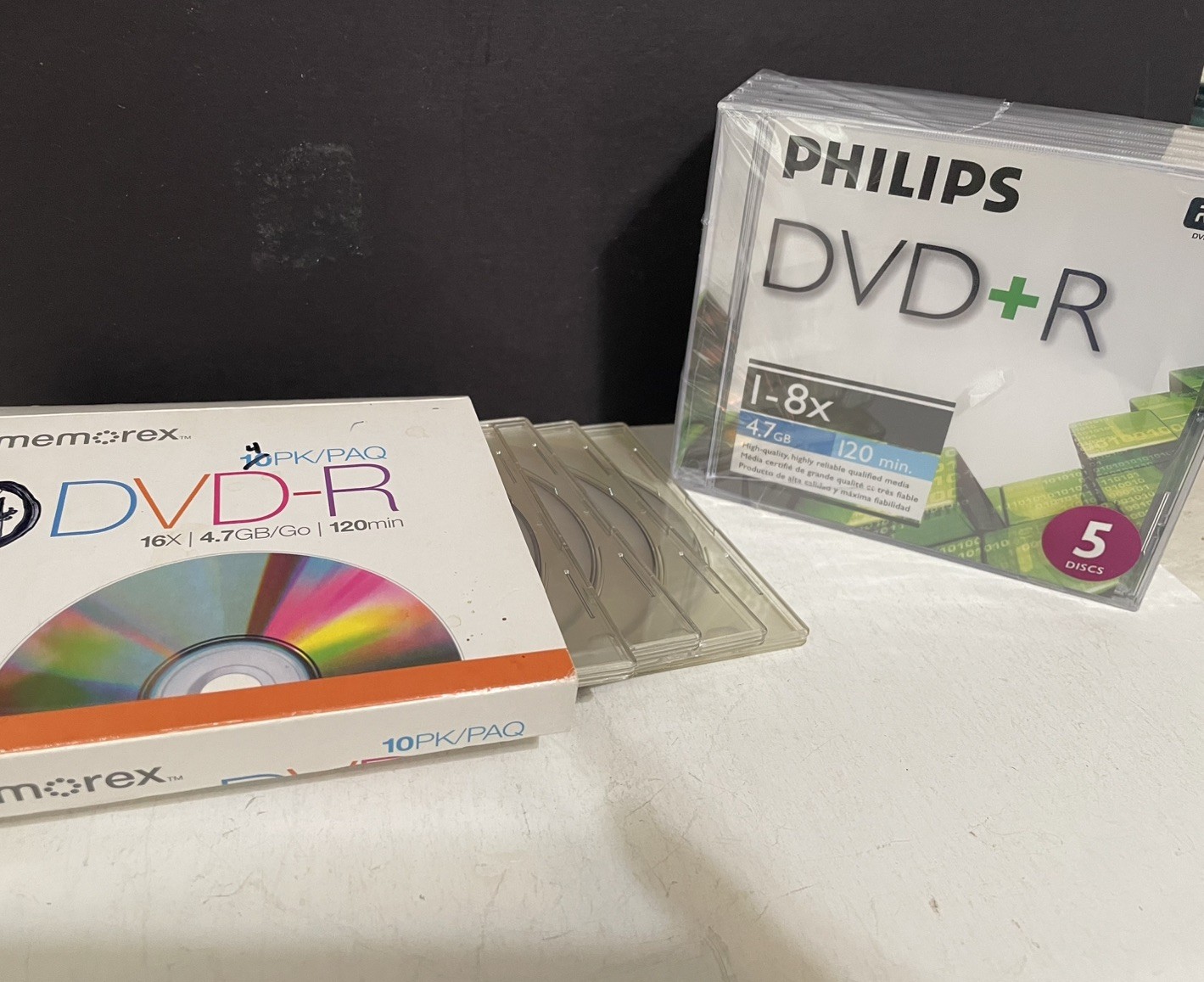PHILIPS 5 Pack Memorex 4 Pack DVD+R Blank Disc NEW  120 Min  4.7 GB data *9 Disc