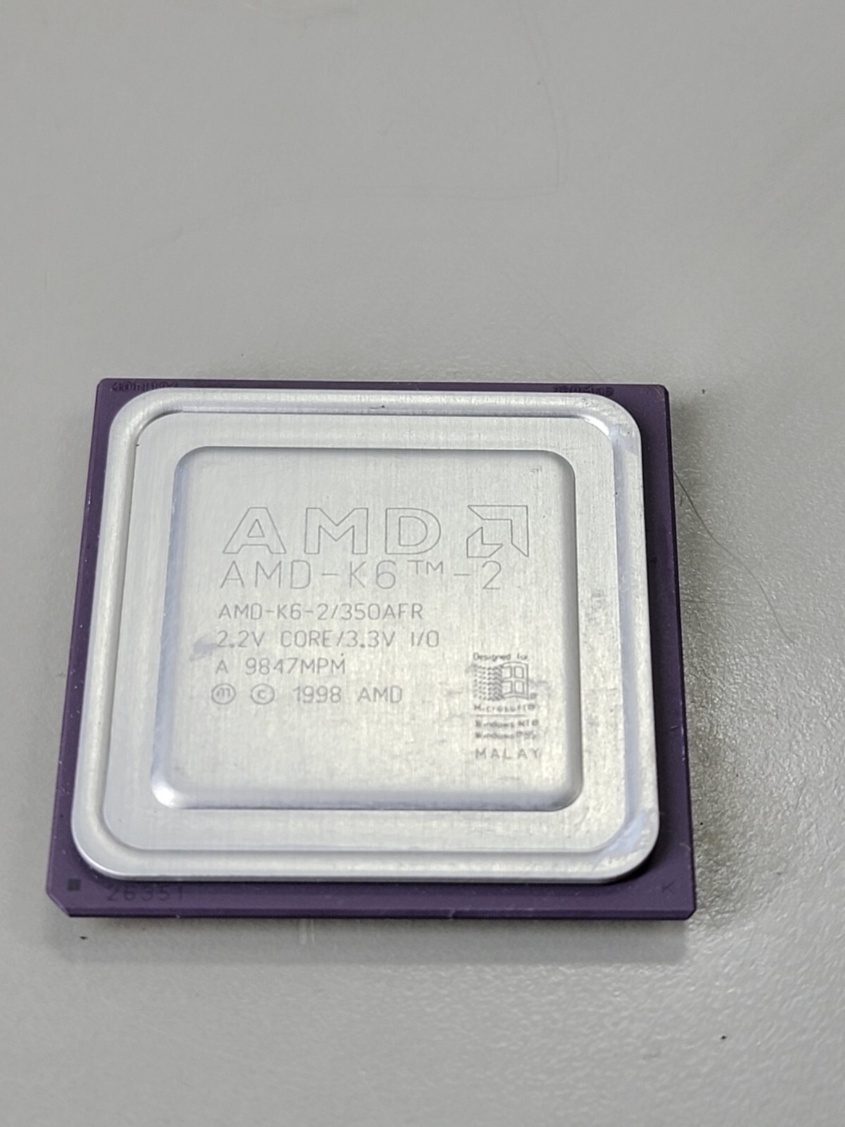 AMD K6-2 / 350AFR 450MHz 450 2.2v Socket 7 CPU 1998 Vintage, Rare, Retro, GOLD