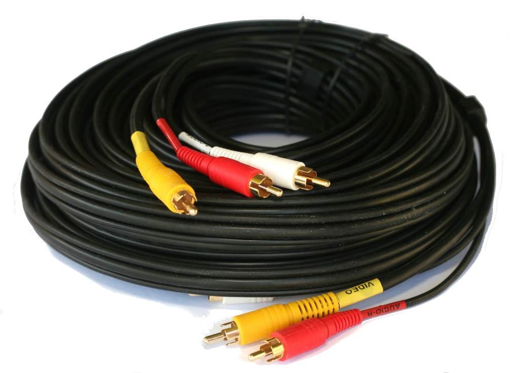Dual RCA Audio Single Video Cable 50FT Steren 206-288