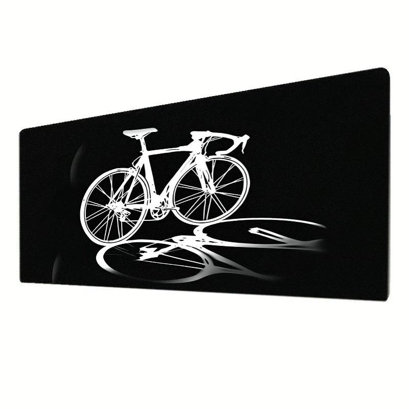 A Large Black Road Bike Mouse Pad with Dynamic Line Design, Suitable for Offic