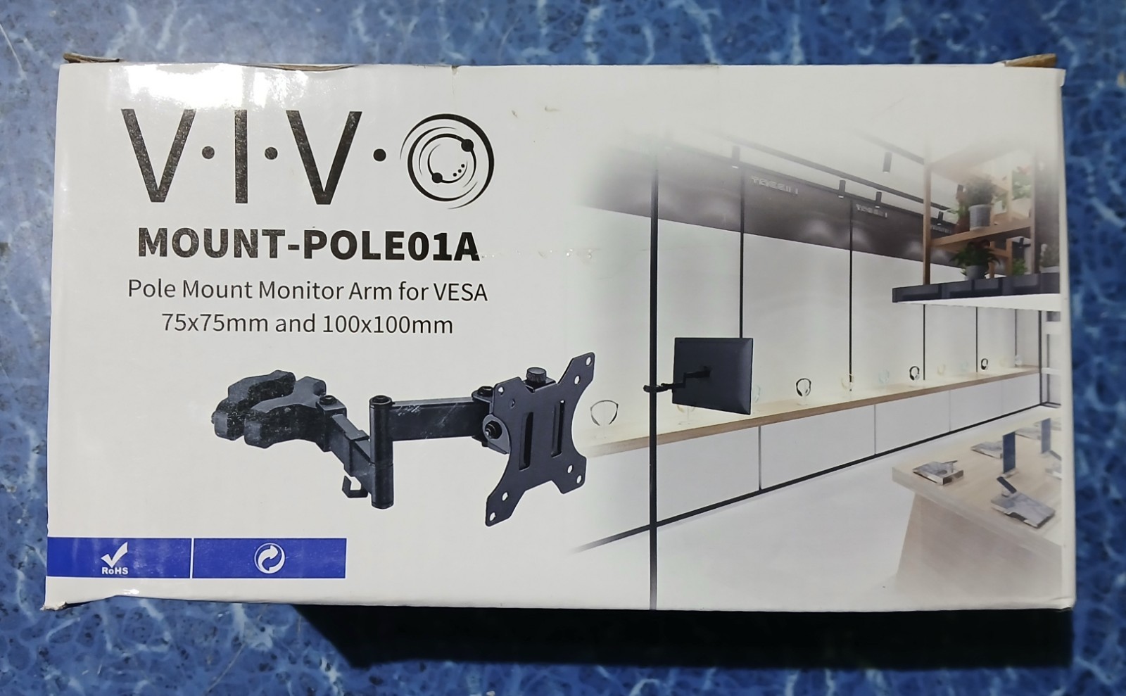 (1) Vivo Mount-Pole01A Pole Mount Monitor Arm for VESA 75x75mm 100x100mm - NEW