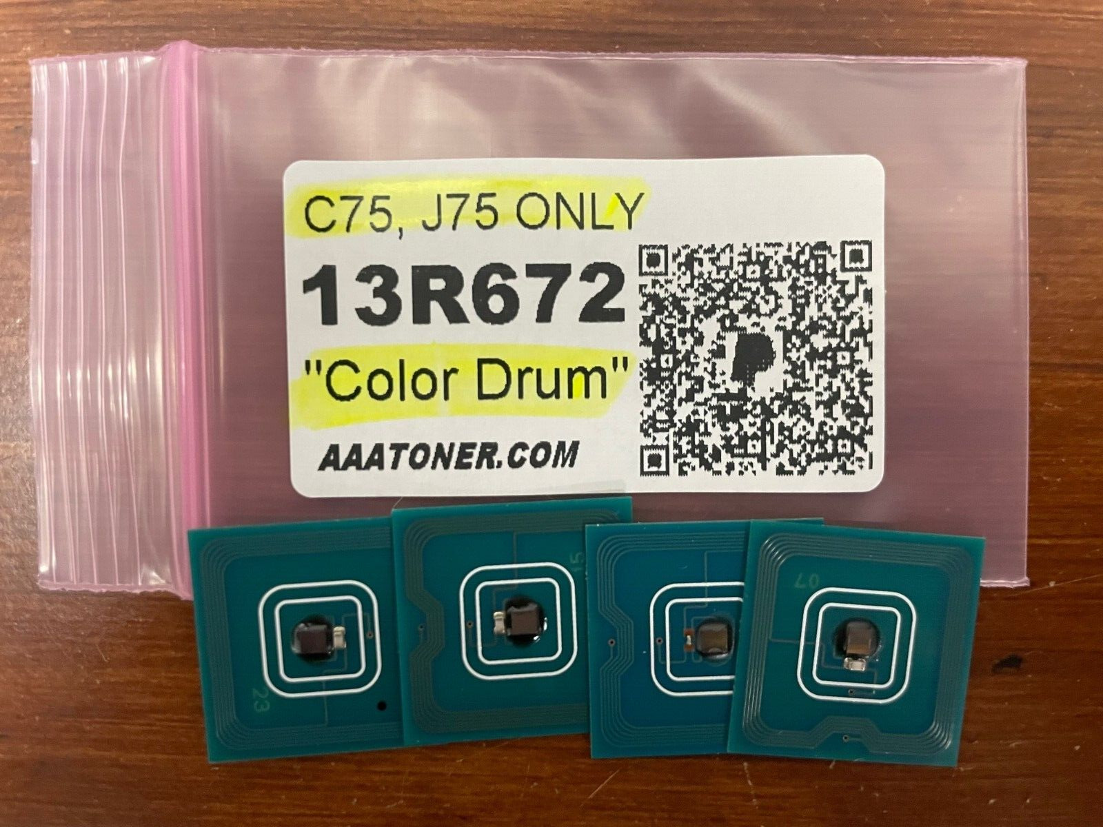 4 x 13R672 Color Drum Chip Refill for Xerox Color C75, J75 Press Printer ONLY 
